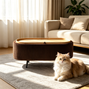 Versatile Ottoman with Wood Tray Coffee Table