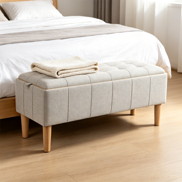 Storage Cube Ottoman: Wholesale Luxury Storage Benches & Stools 多功能储物长凳跨境电商图提示词生成 (9)