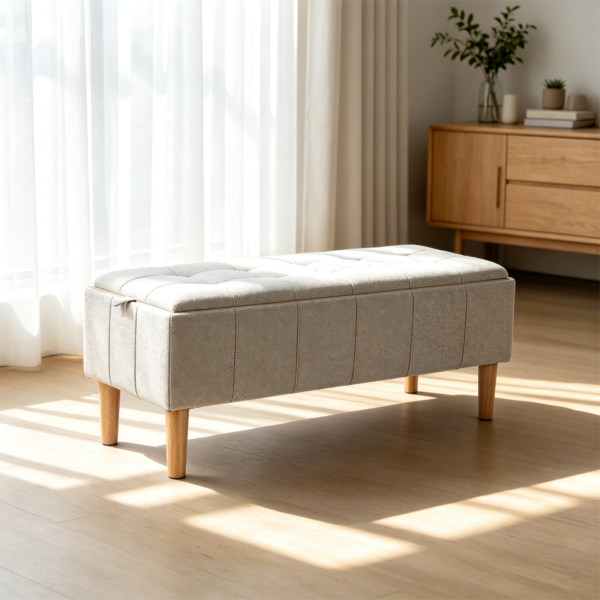 Storage Cube Ottoman: Wholesale Luxury Storage Benches & Stools 多功能储物长凳跨境电商图提示词生成 (8)