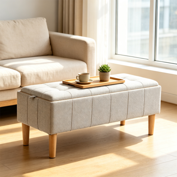 Storage Cube Ottoman: Wholesale Luxury Storage Benches & Stools 多功能储物长凳跨境电商图提示词生成 (7)