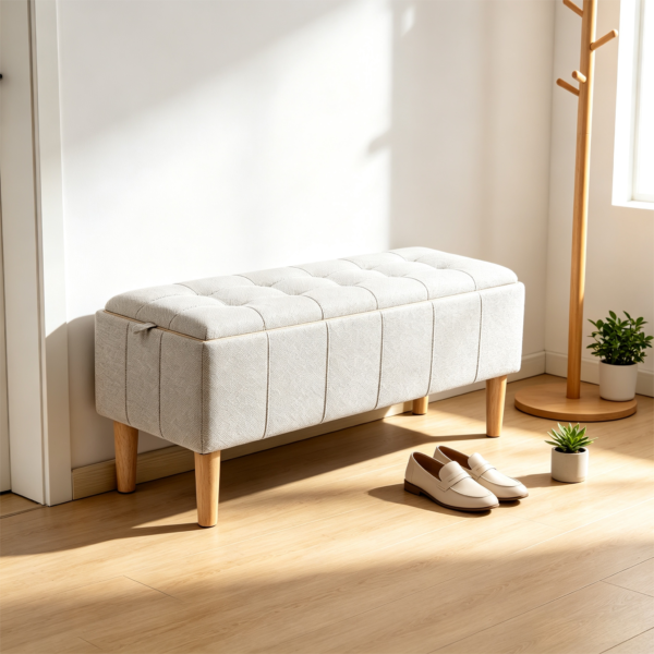 Storage Cube Ottoman: Wholesale Luxury Storage Benches & Stools 多功能储物长凳跨境电商图提示词生成 (2)
