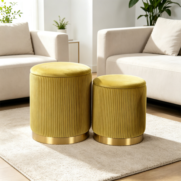 Velvet Ottomans Storage Coffee Table