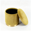 Dimensions diagram of yellow pleated round storage ottoman stool